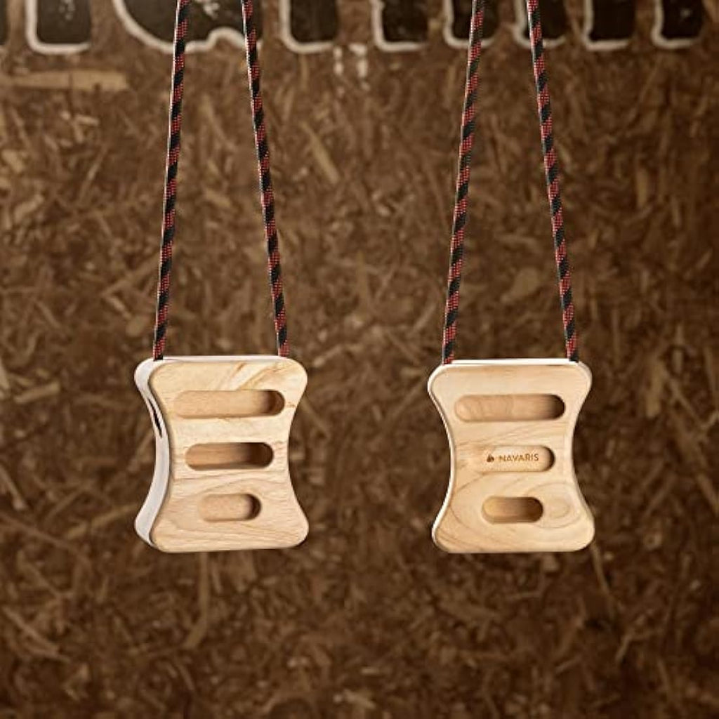 Navaris Wooden Rock Climbing Hangboard Blocks – Portable Fingerboard Set