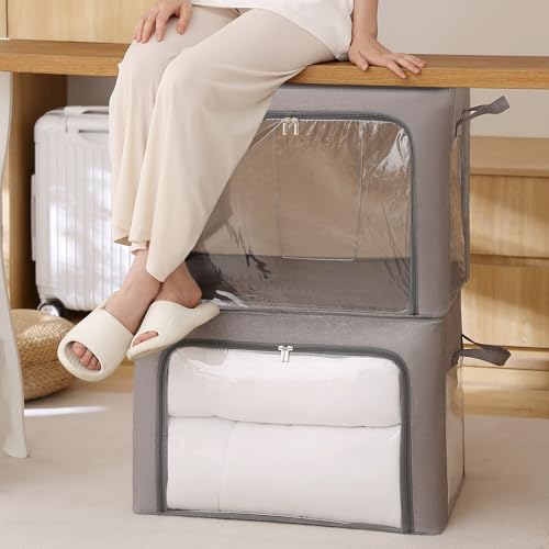 FUSACONY 100L Clothes Storage Boxes – 2 Pcs Foldable Closet Organizers