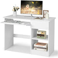 Computer Desk with Keyboard Tray and Drawer - White