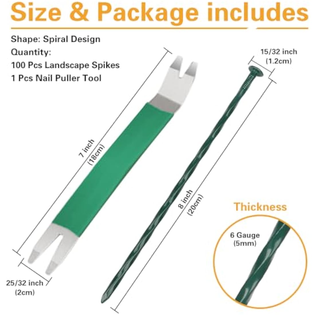 100 Pack 8-Inch Metal Landscape Stakes - 6 Gauge Steel
