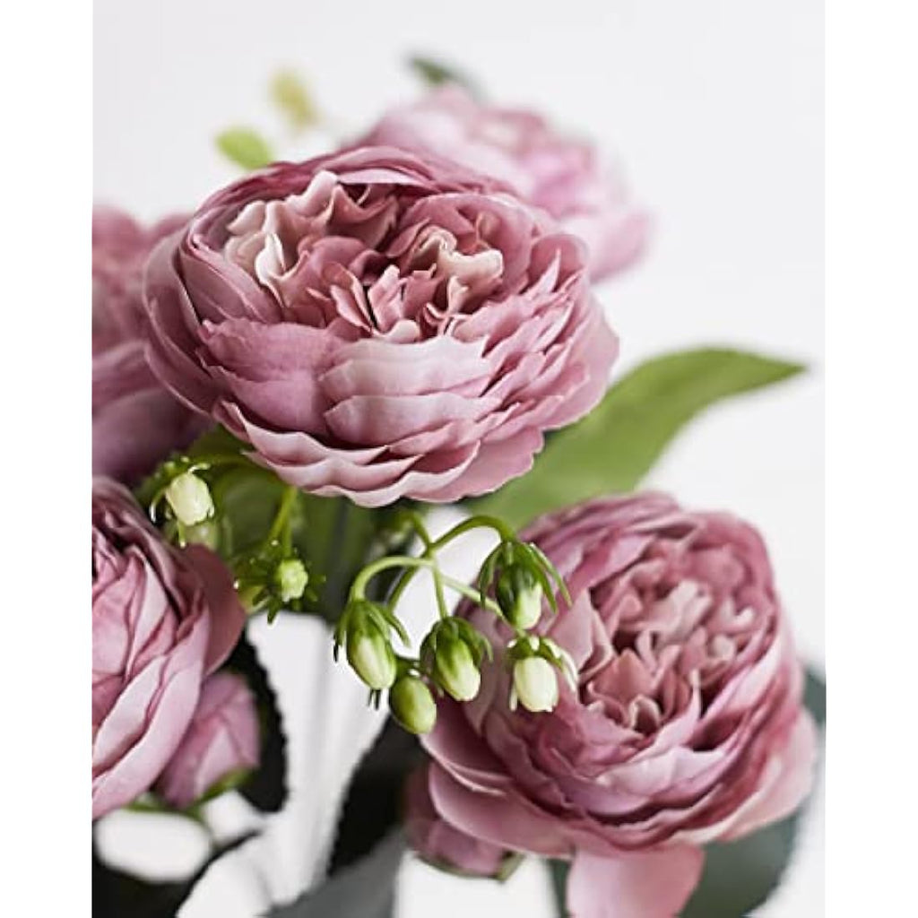 Silk Peony and Tea Rose Artificial Bouquet - Violet
