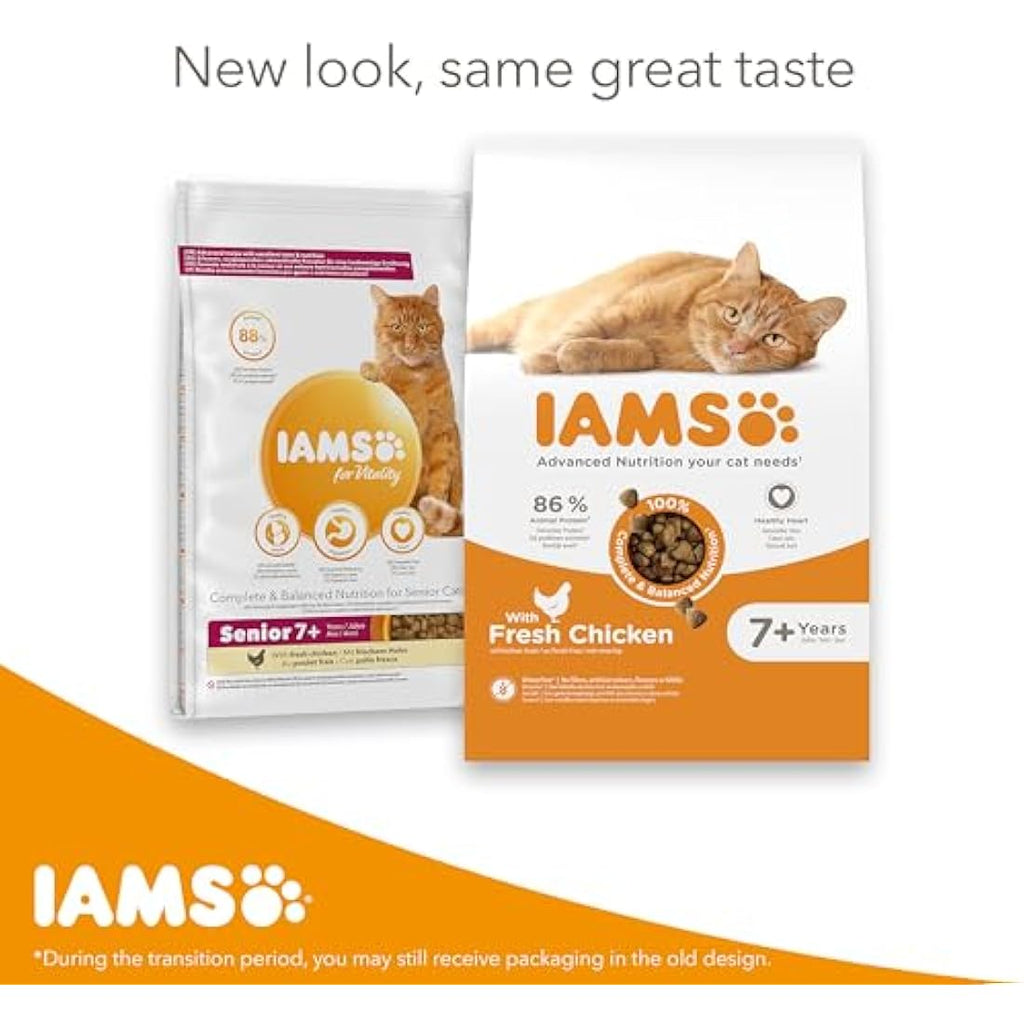 IAMS Senior Dry Cat Food – Chicken & Wheat Free – Heart Health 10kg