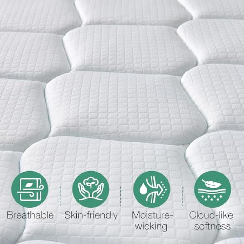 Novilla King Size Hybrid Mattress | 9.8 Inch Memory Foam & Edge Support