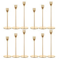 Gold Metal Taper Candle Holders - Set of 12 for Weddings