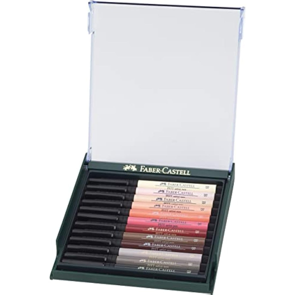 Faber-Castell Pitt Artist Pen Brush - India Ink Portrait Set of 12