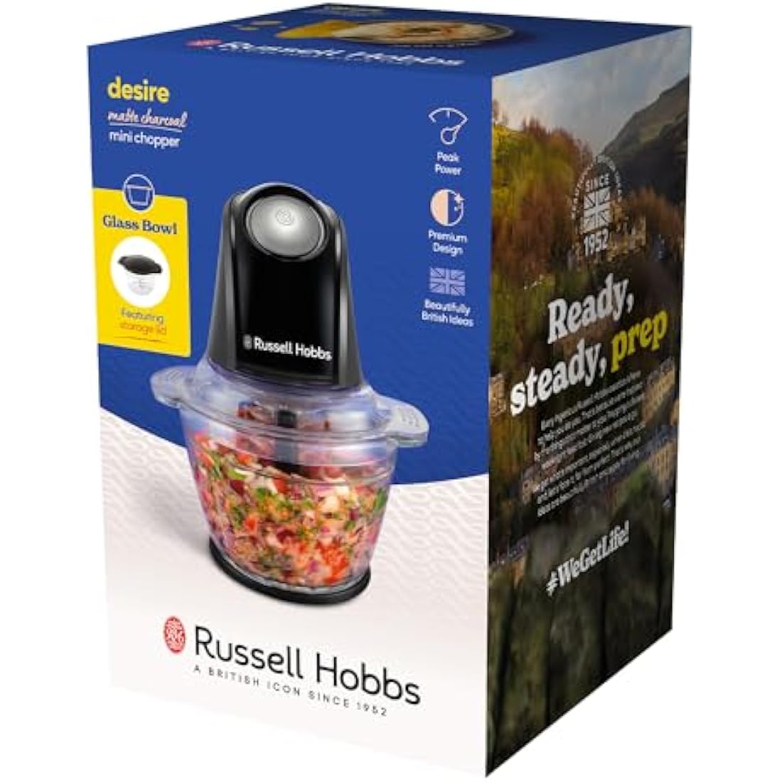 Russell Hobbs Mini Chopper – 1L Electric Food Processor, Charcoal