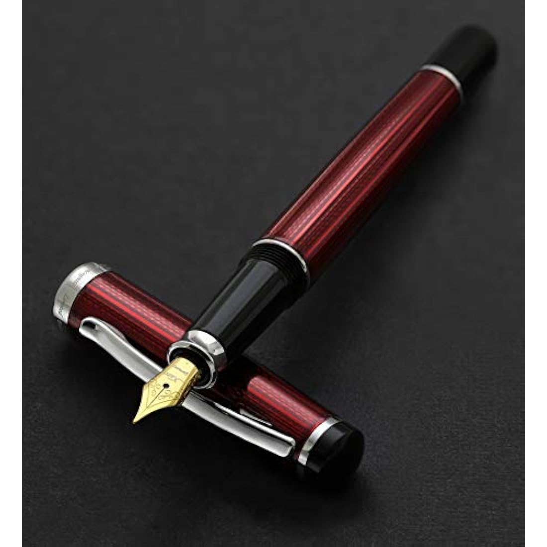 Xezo Incognito Fountain Pen | Medium Nib | Burgundy Red & Platinum