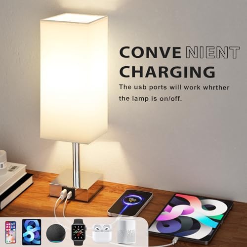 Jolof Store Touch Control Bedside Lamps Set of 2 | 3-Way Dimmable USB C+A