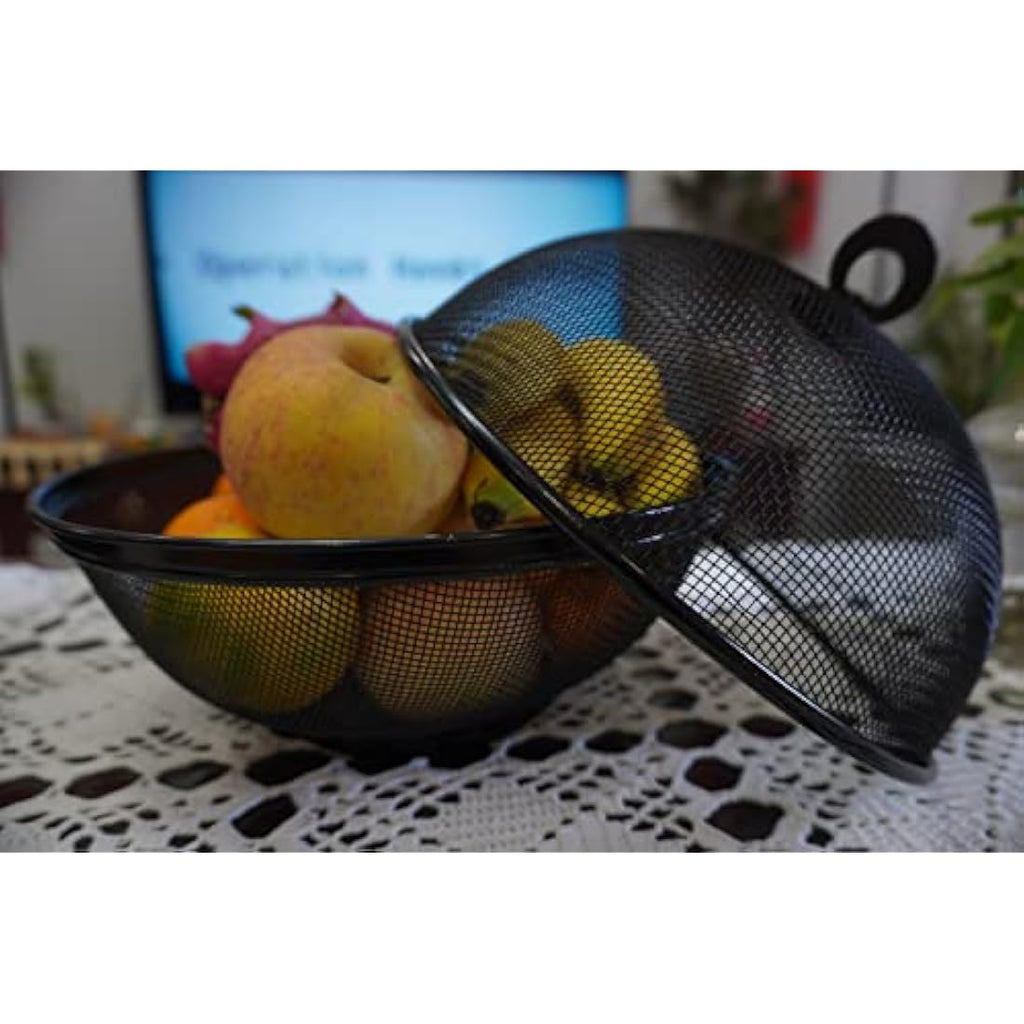 Jolof Store Mesh Fruit Basket with Lid – 4 Piece Wire Bowl Food Cover Set