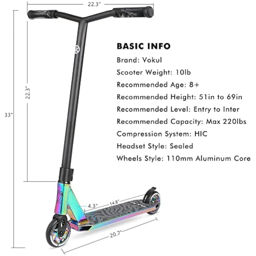 Vokul Bzit K1 Pro Stunt Scooter – Freestyle Trick Scooter with Alloy Wheels