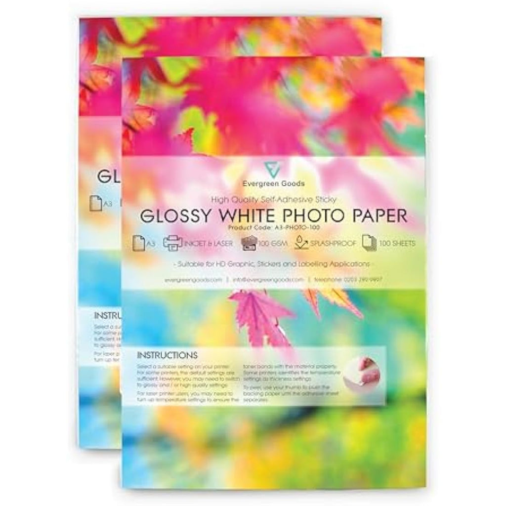 A3 White Glossy Self-Adhesive Sticker Paper - 200 Sheets