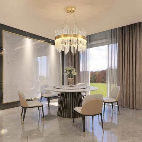 Jolof Store Modern Gold Crystal Chandelier | 3-Color LED Pendant Light