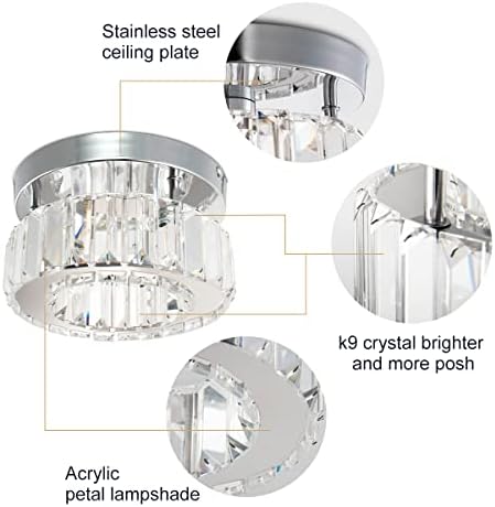 Jolof Store Mini Crystal Chandelier – Round LED Flush Mount Ceiling Light