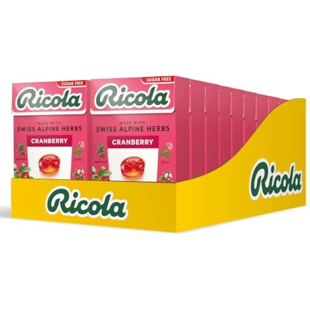 Ricola Cranberry Sugar Free Swiss Herbal Sweets - 45g Box (Pack of 20)