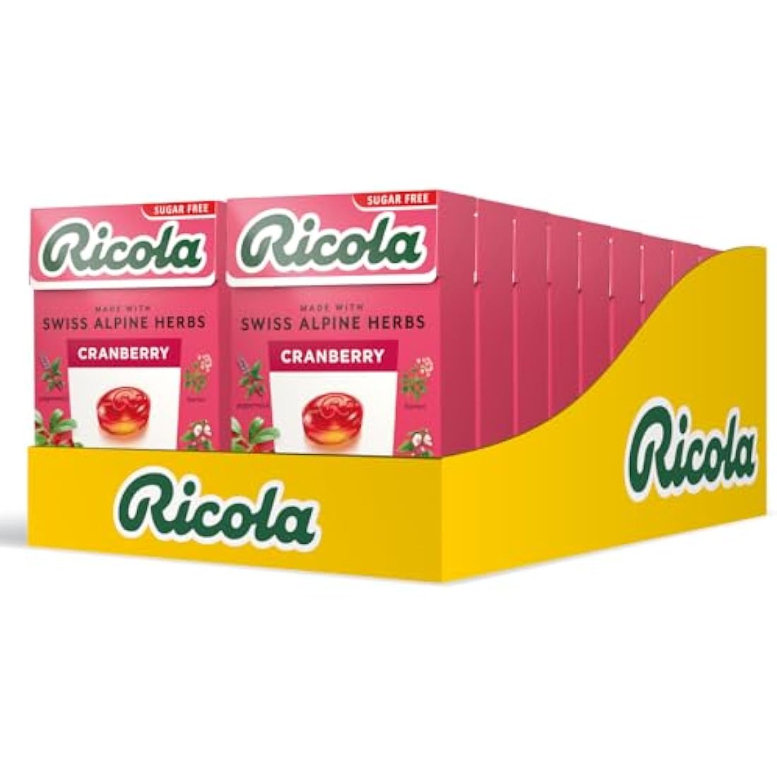 Ricola Cranberry Sugar Free Swiss Herbal Sweets - 45g Box (Pack of 20)