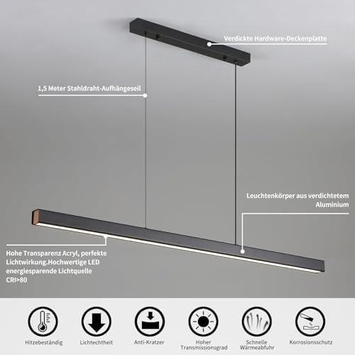 150cm Linear LED Pendant Light | Dimmable Modern Kitchen Lamp