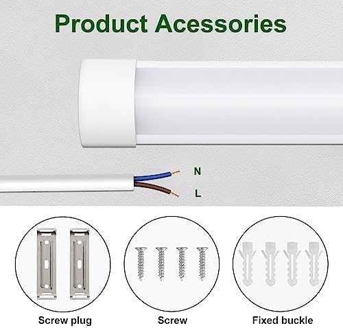 Muzha LED Batten Lights | 5FT 50W 5000lm Surface Mount Fittings - 4 Pack