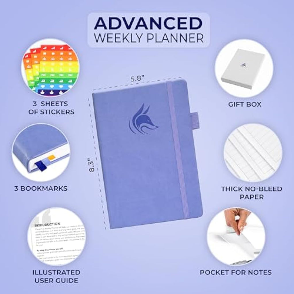 Clever Fox Advanced Weekly Planner – Undated A5 Hardcover Lavender