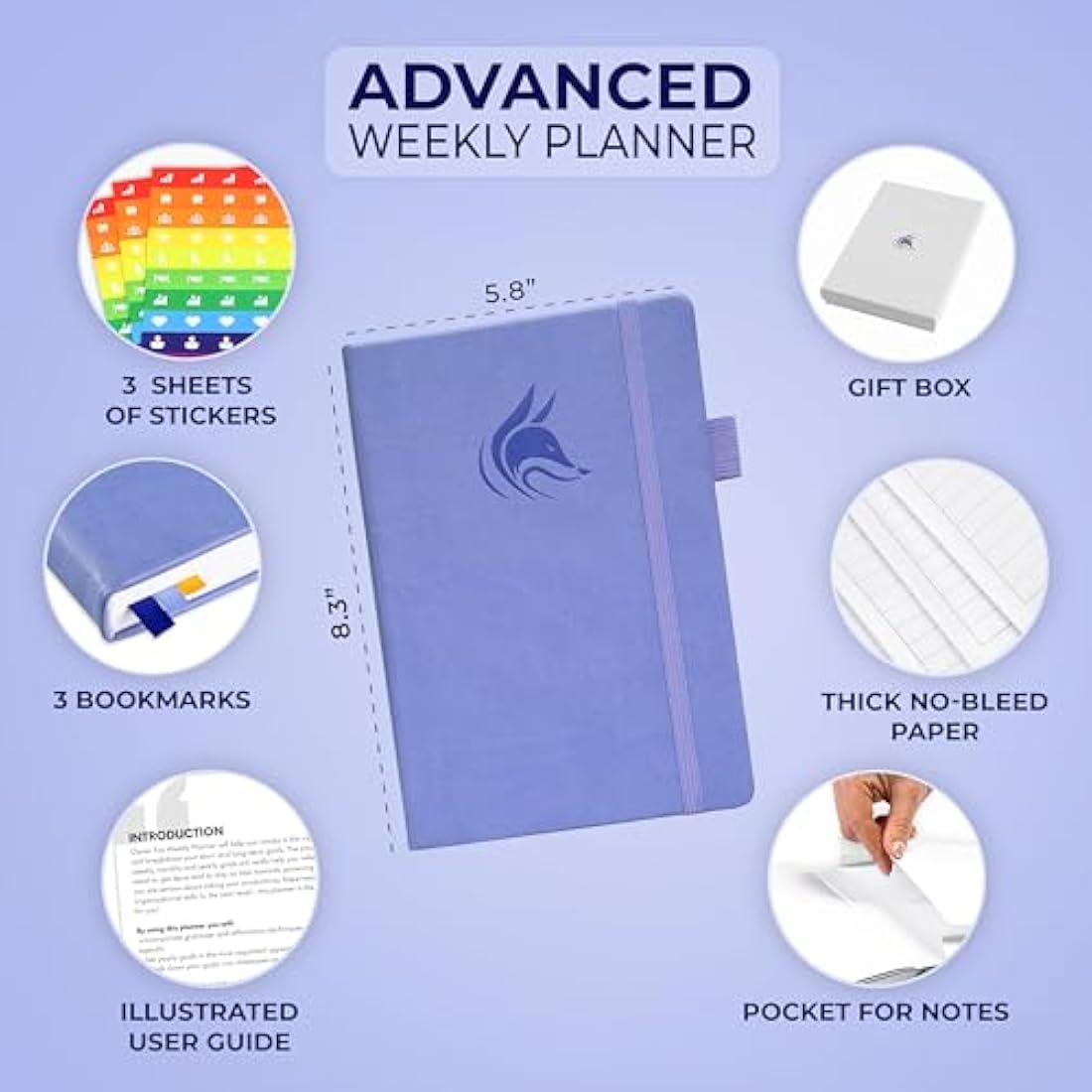 Clever Fox Advanced Weekly Planner – Undated A5 Hardcover Lavender