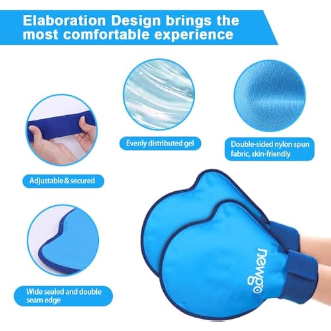 NEWGO Hand Ice Pack Gloves | 2-Pack Hot Cold Gel Therapy for Arthritis