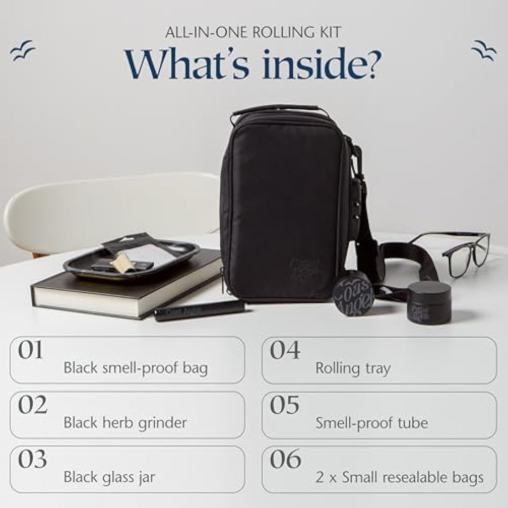Smell Proof Bag with Lock – Complete Rolling Kit and Grinder