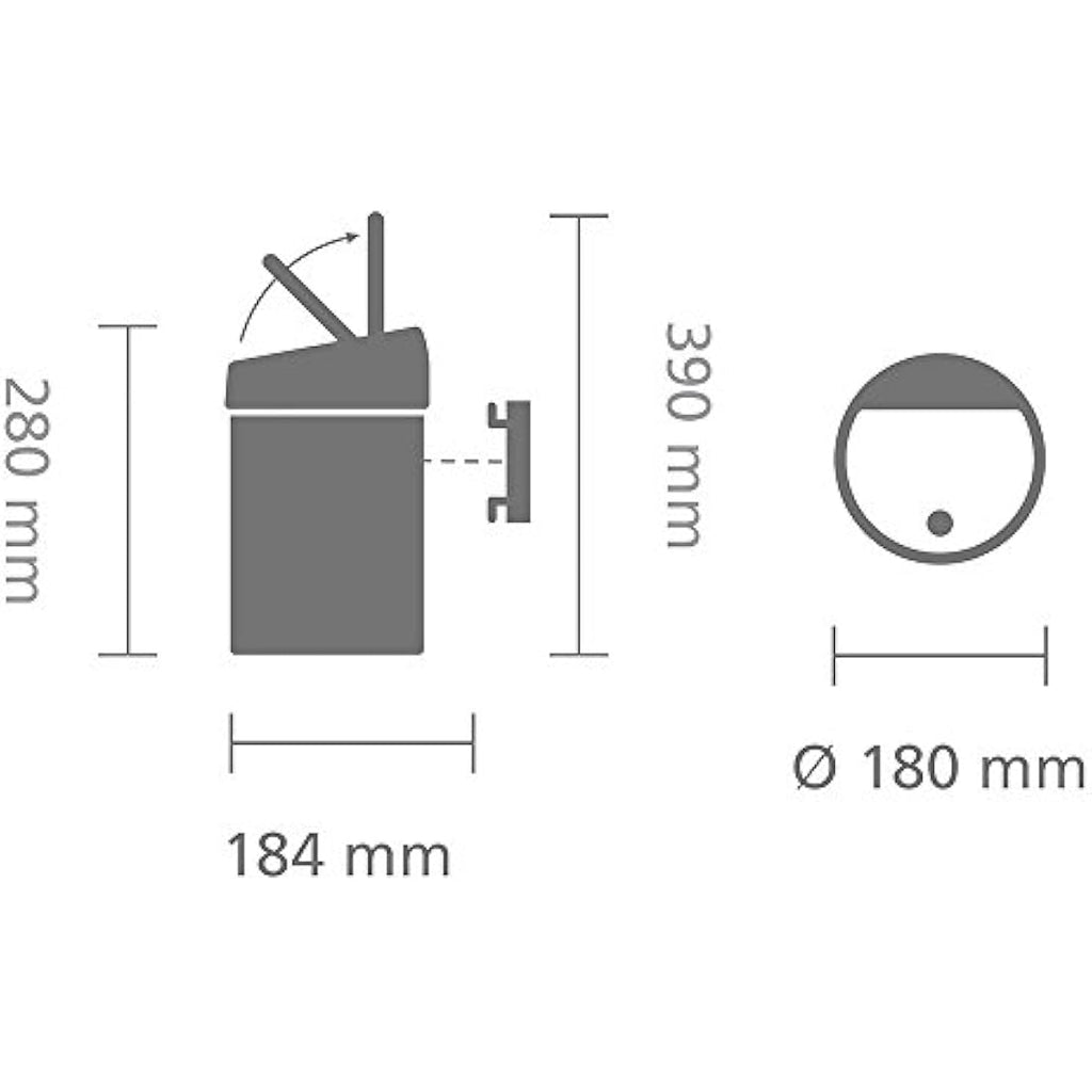 Brabantia Touch Bin – 3L Matt Steel Wall-Mounted Waste Basket
