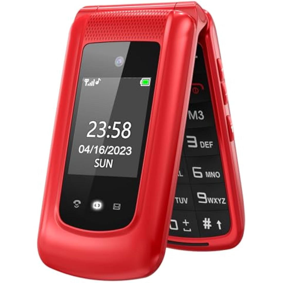 Uleway Senior Flip Mobile Phone – Big Button Unlocked SOS Phone, Red