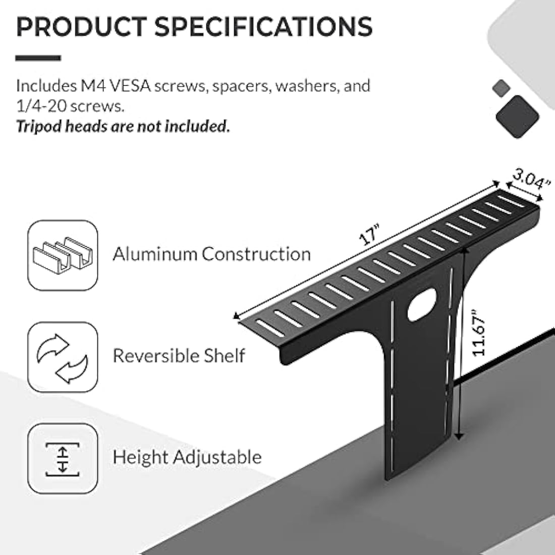 HumanCentric VESA Monitor Shelf | DSLR Camera and Webcam Mount