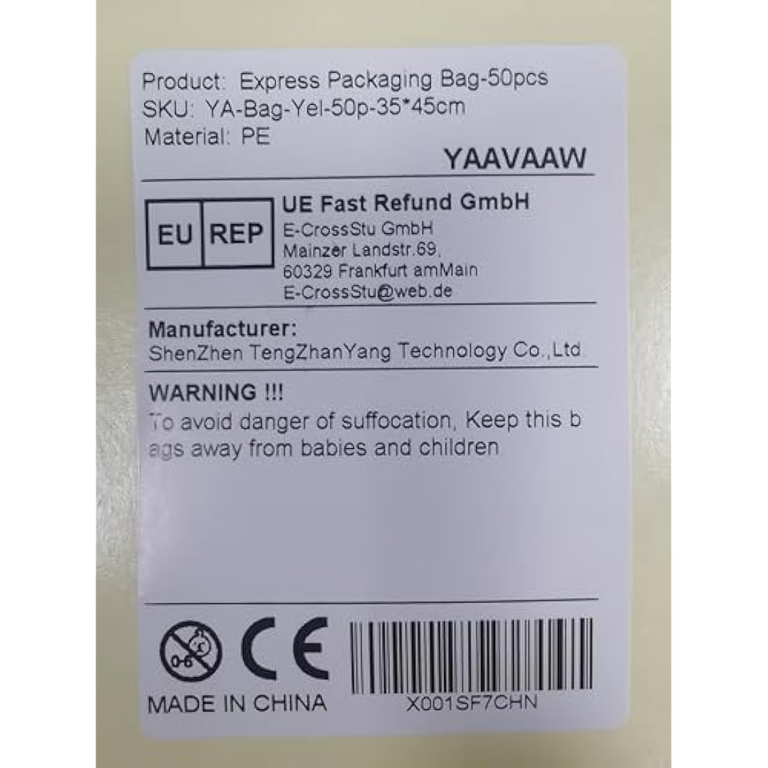 Jolof Store Yellow Poly Mailers – 50pc 35x45cm Self Seal Shipping Bags