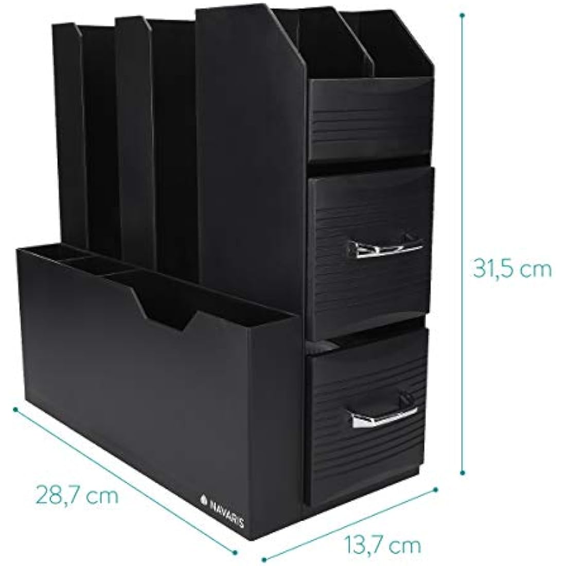 Navaris Coffee Condiment Caddy – 2-Drawer Tea Station Organizer - Black