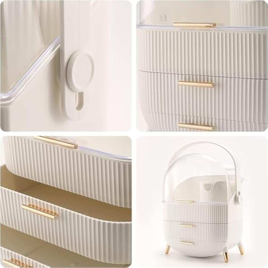 SIOOUI Makeup Organizer – Dustproof Skincare Display Case with Drawers