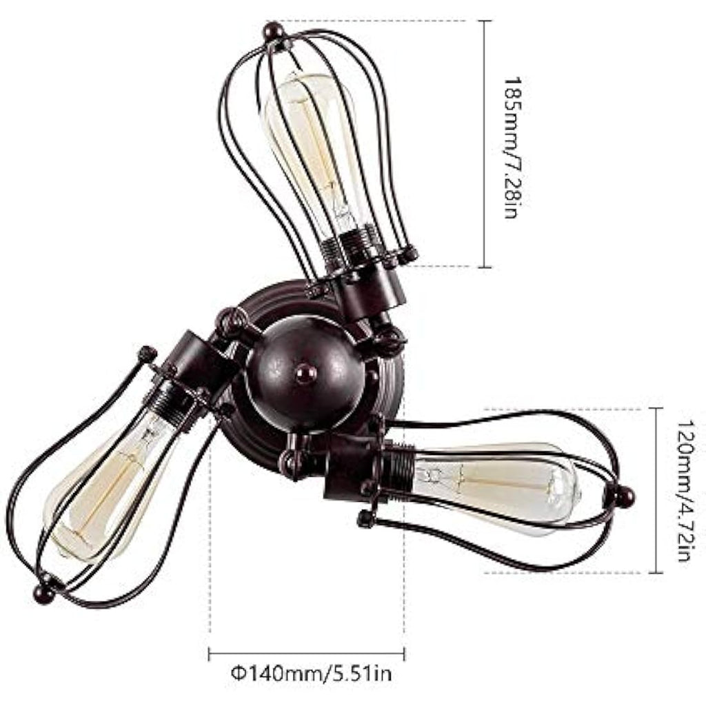 Jolof Store Industrial Vintage Wire Cage Ceiling Light – Rust Metal