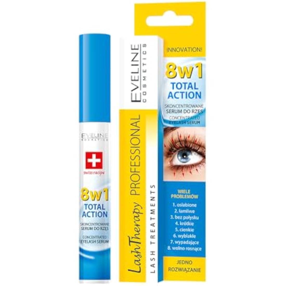 Eveline Cosmetics 8-in-1 Eyelash Serum – Argan Oil & Hyaluronic Acid