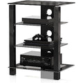 FITUEYES 4-Tier HiFi Stand | Tempered Glass Audio Video Media Rack