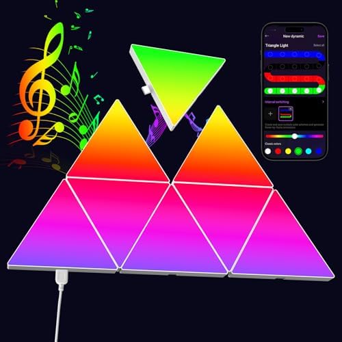 Jolof Store Triangle LED Light Panels – 8 Pack RGB Music Sync Wall Lights
