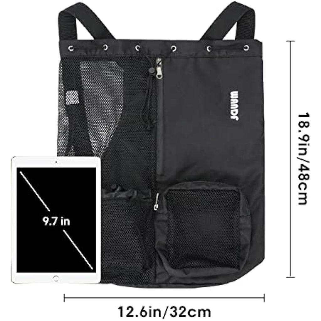 WANDF Mesh Swim Bag – Drawstring Gym Backpack with Waterproof Wet Pocket