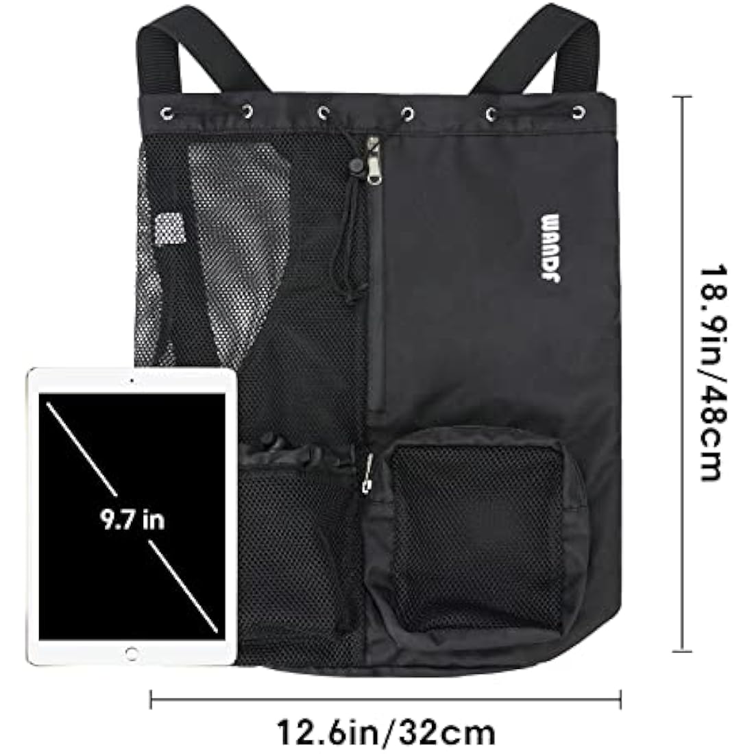 WANDF Mesh Swim Bag – Drawstring Gym Backpack with Waterproof Wet Pocket