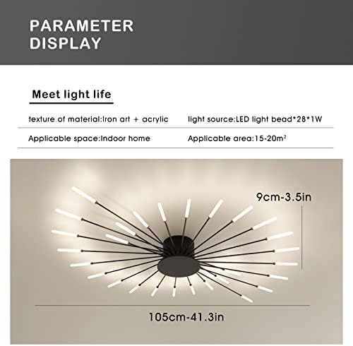 minifair Modern LED Firework Ceiling Light – 28 Head Flush Mount Lamp