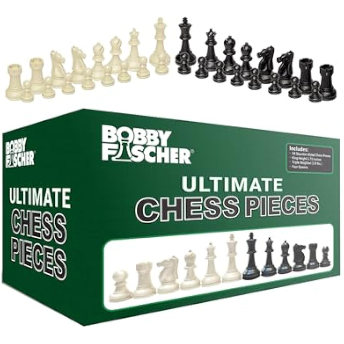 WE Games Triple Weighted Staunton Chess Pieces - 3.75 Inch King