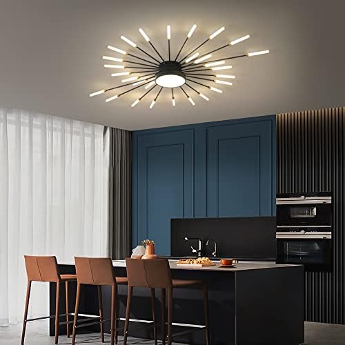 Modern LED Firework Ceiling Light | Black Semi Flush Mount