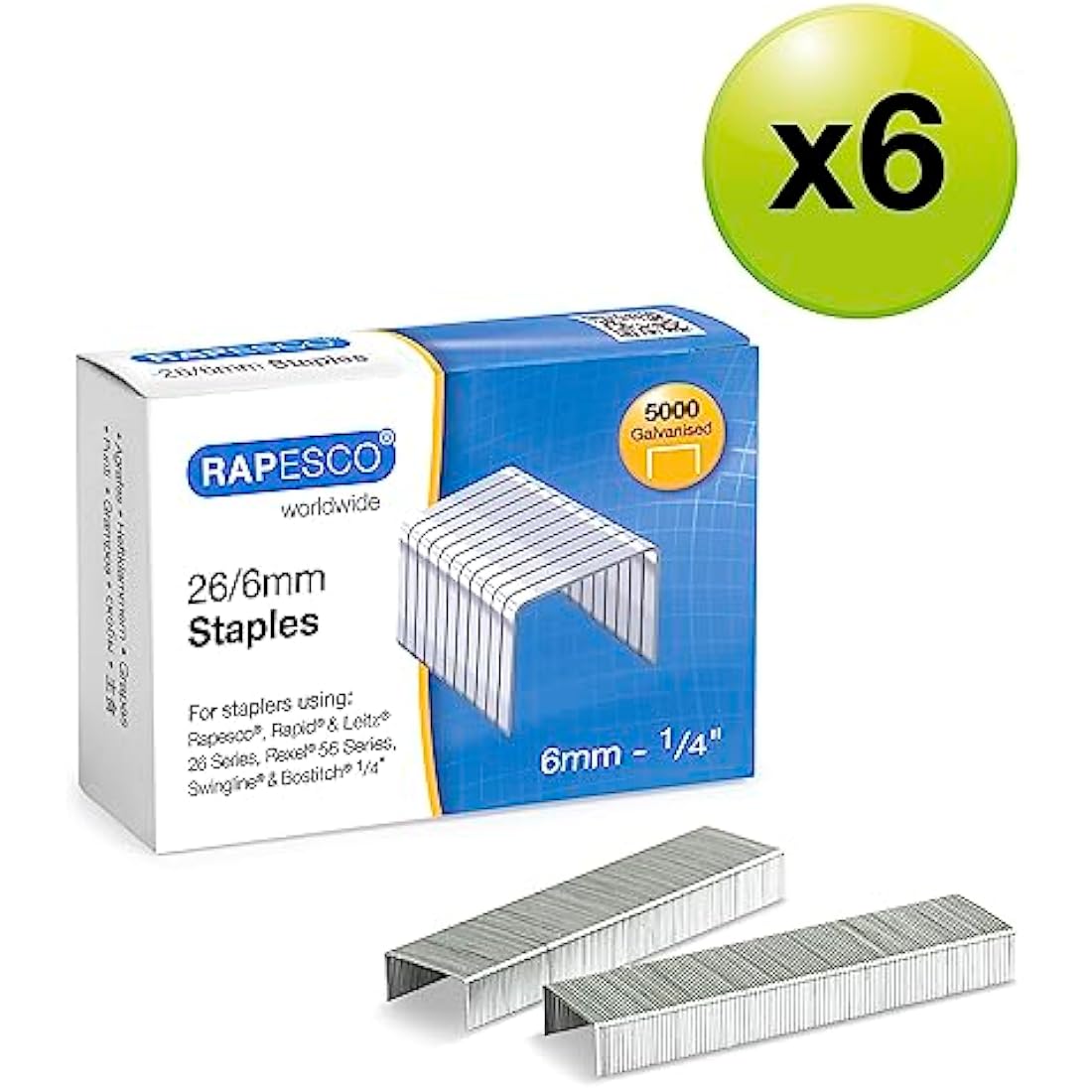 Rapesco 26/6mm Galvanised Staples - 30,000 Bulk Business Pack