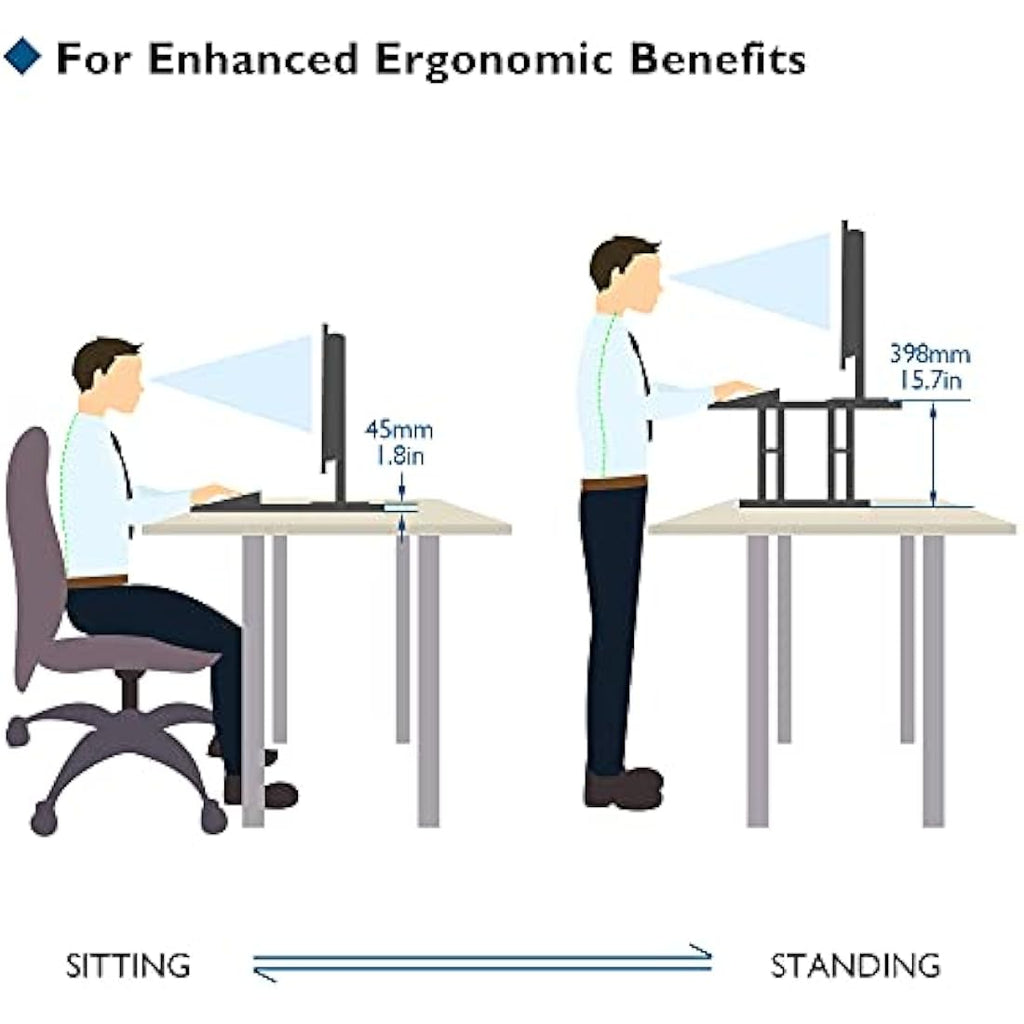 BONTEC Standing Desk Converter | 67x47cm Slim X-Frame Sit Stand Riser