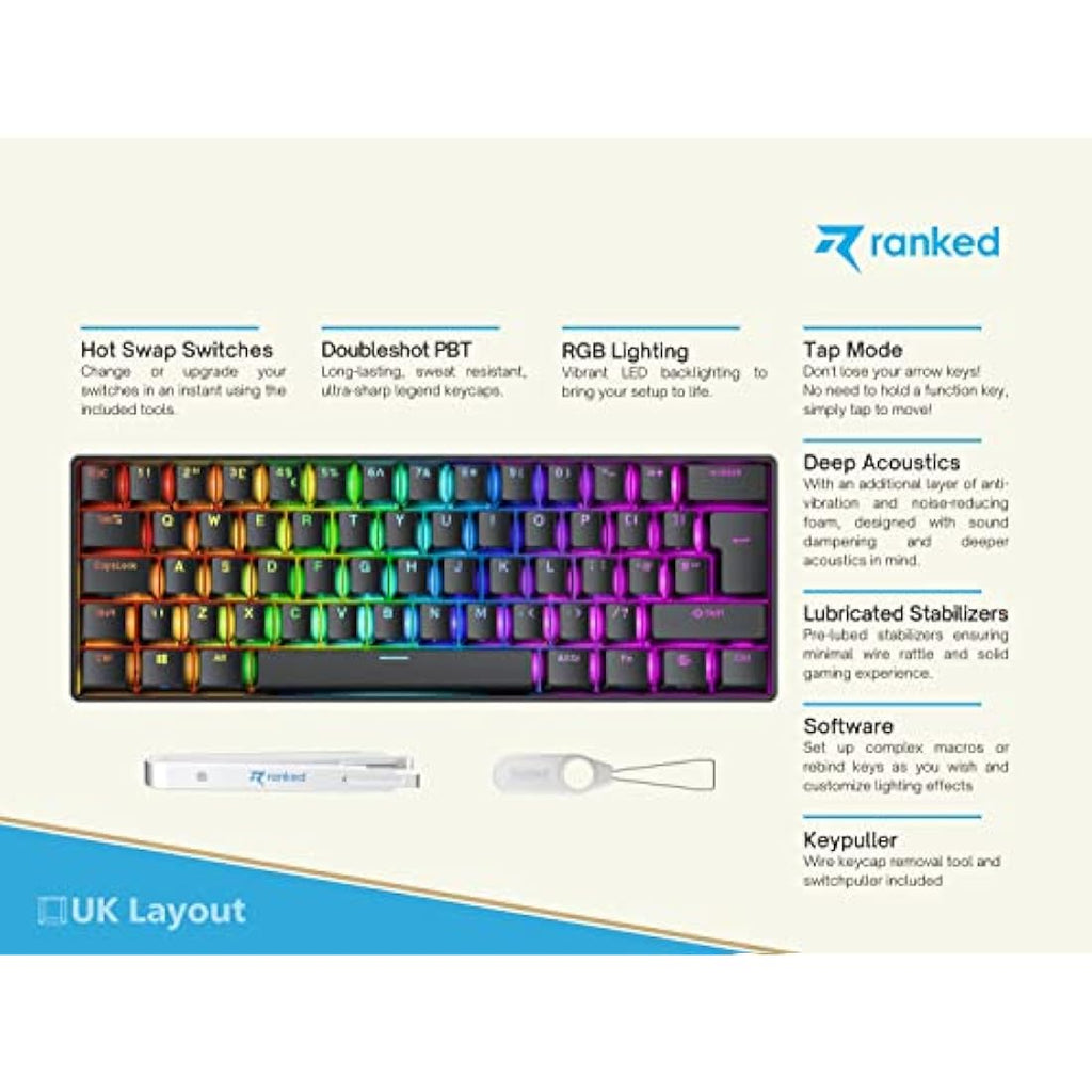 Ranked S60 Supernova 60% Mechanical Gaming Keyboard - Hot Swap - Black