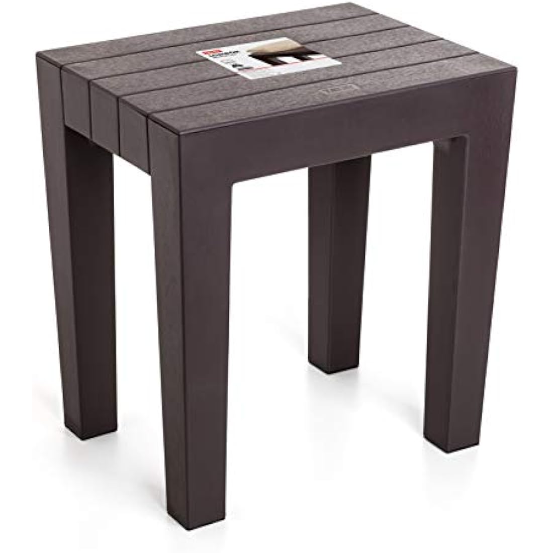 TATAY Wood Effect Stool – Brown Polypropylene Indoor/Outdoor Stool