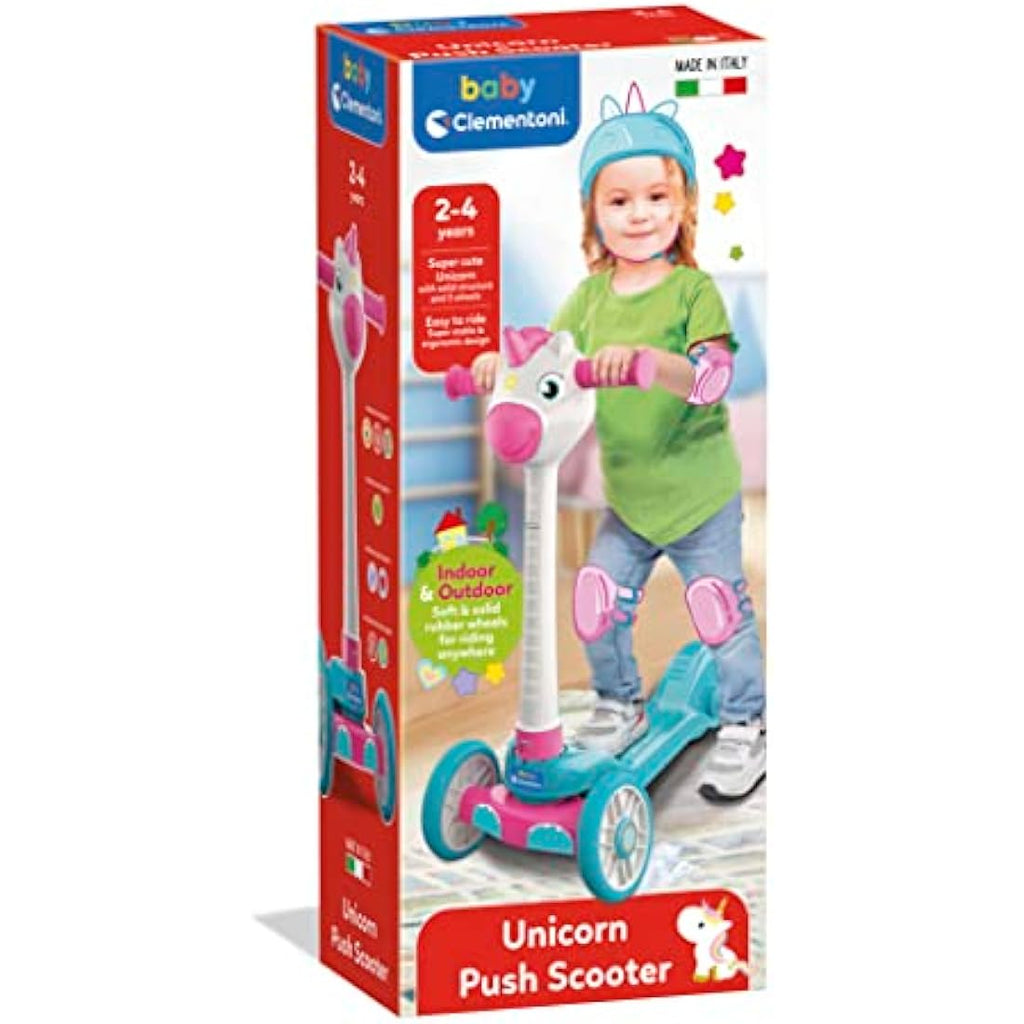 Clementoni Unicorn 3-Wheeled Toddler Scooter - Kids First Ride-On