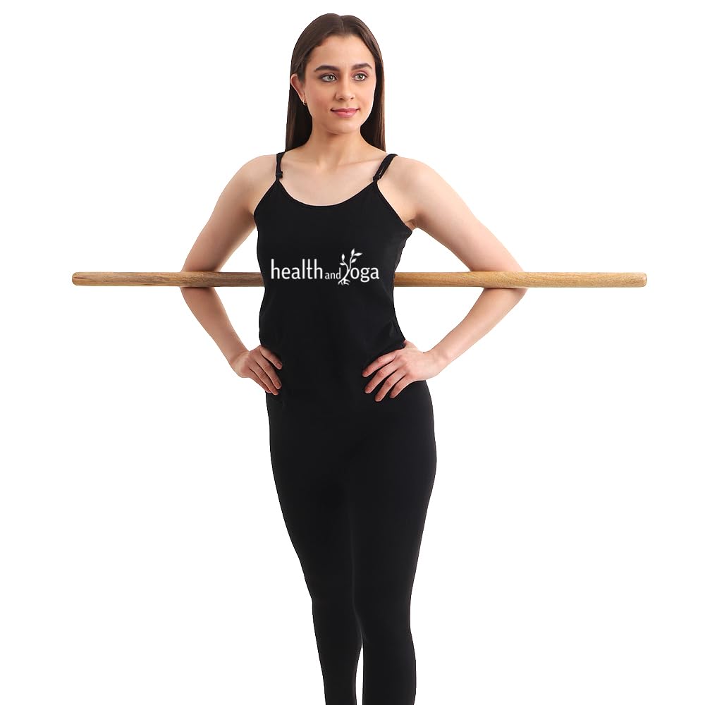 HealthAndYoga 48" Wooden Yoga Stick – Collapsible Posture Corrector Rod
