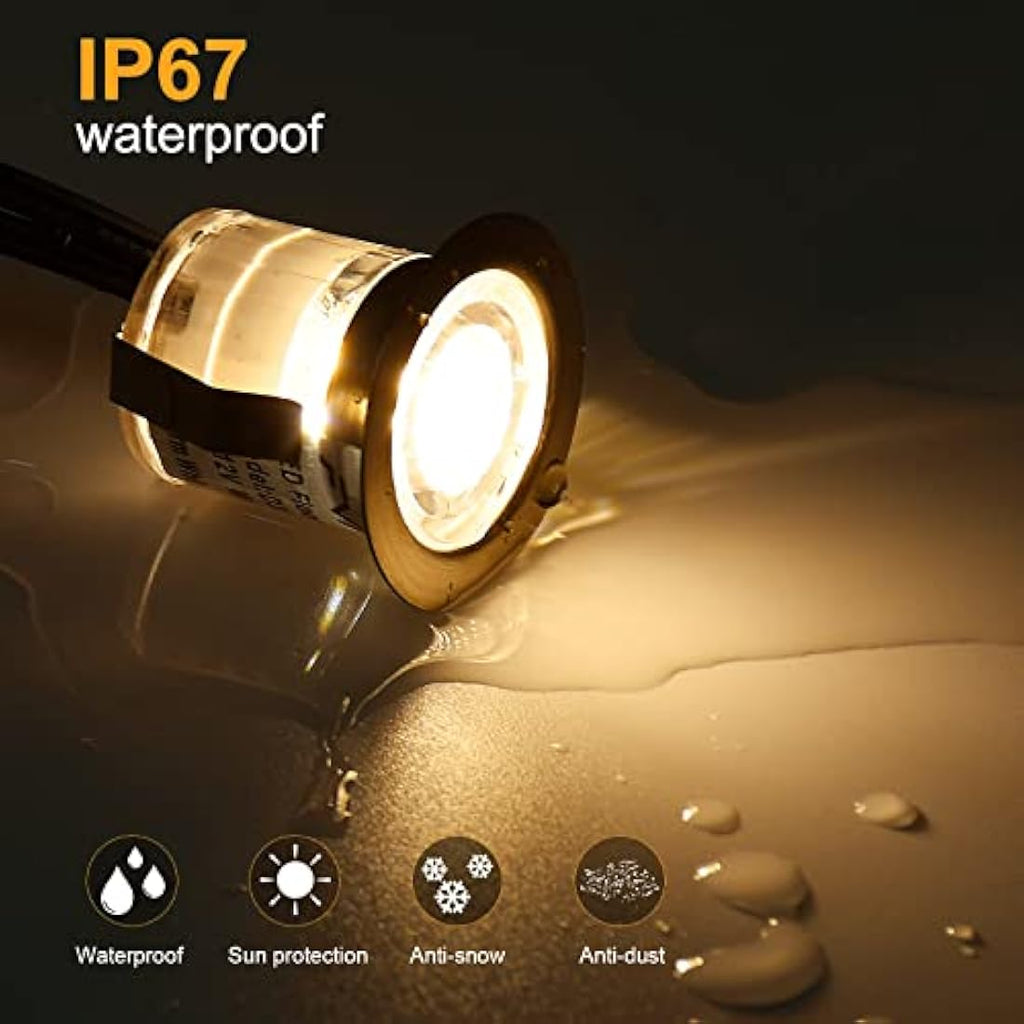 GEYUEYA Warm White LED Deck Lights – IP67 Waterproof Plinth Lighting (20 Pack)