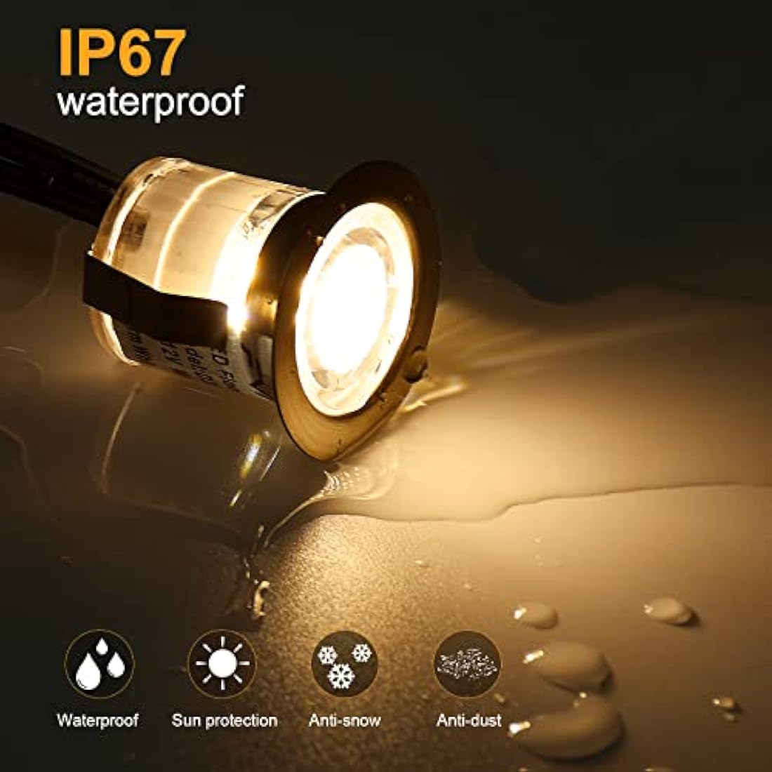 GEYUEYA Warm White LED Deck Lights – IP67 Waterproof Plinth Lighting (20 Pack)