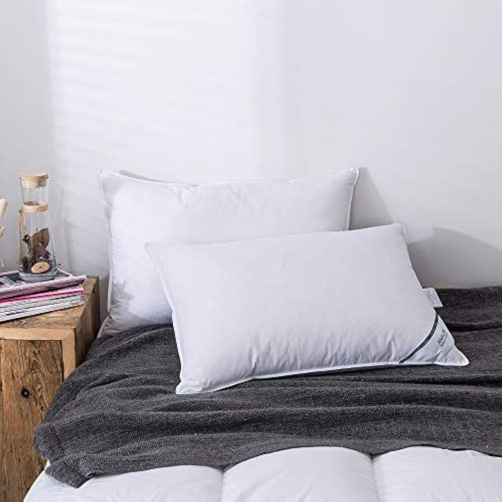 Analin Goose Feather & Down Pillows | 100% Cotton Shell | 2 Pack