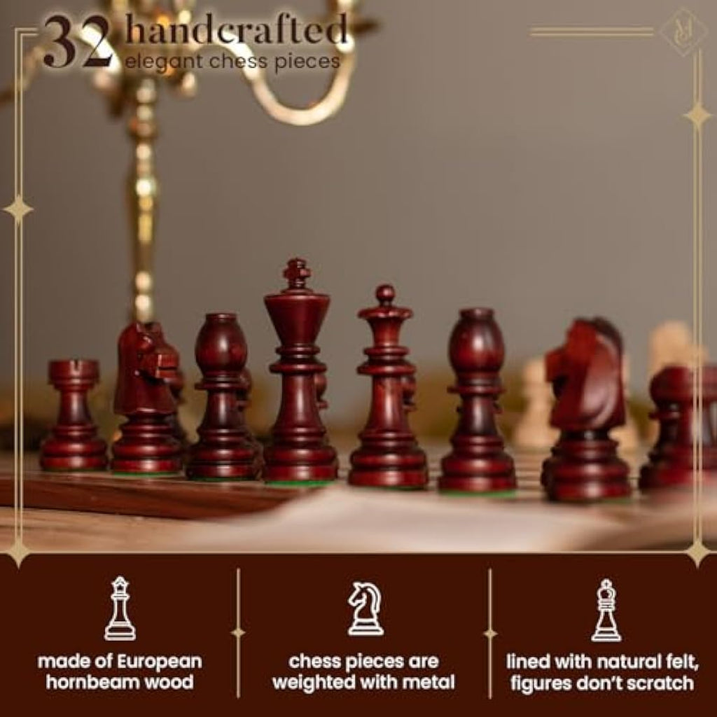 Staunton No. 7 Wooden Chess Pieces in Mahogany Box